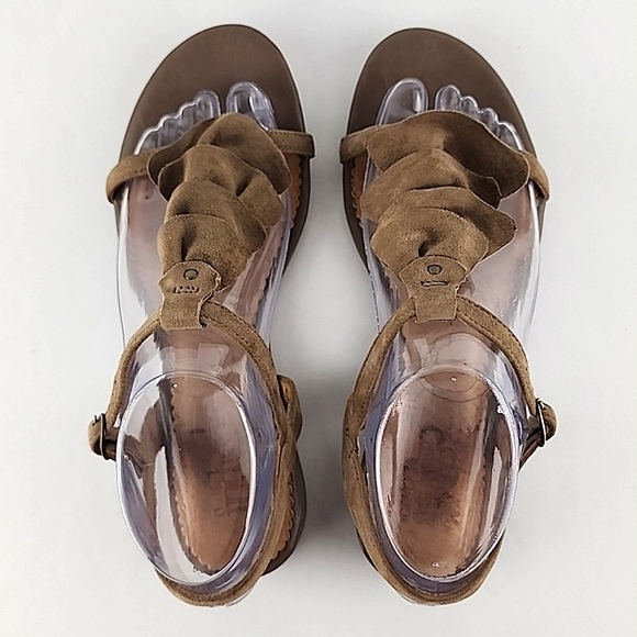 Indigo By Clarks Tan Suede Leather Slingback Strappy Sandals Low Heel Size 7M - Picture 4 of 16